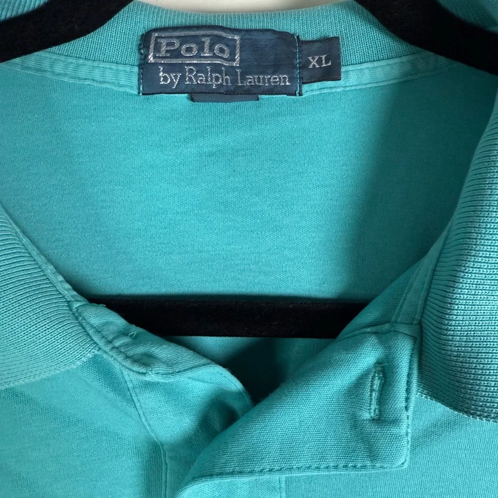 Polo Ralph Lauren Mens XL Shirt Teal Aqua Blue Short Sleeve Preppy Vintage‎
